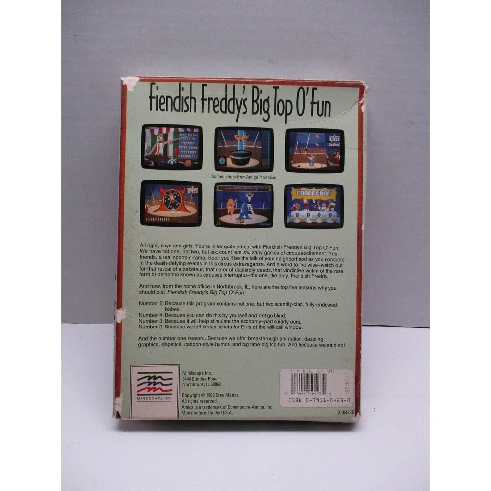 COMMODORE AMIGA FIENDISH FREDDY'S BIG TOP O FUN BIG BOX 3.5